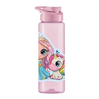 Imagem de Garrafinha De Agua Squeeze infantil 750ml Esporte Escritório Escola Personalizado Diversos (Unicornio Glitter)