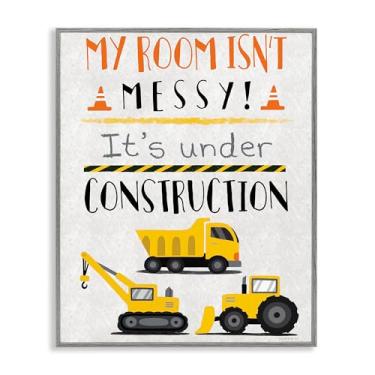 Imagem de Stupell Industries Under Construction Not Messy Gray Framed Giclee Art, design por Elizabeth Tyndall, 28 x 35 cm