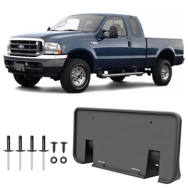 Imagem de Moldura de placa frontal para Ford F250 F350 F450 F550 F550 Super Duty 2000-2004 Ford Excursion License Plate Holder Front Bumper License Plate Frame Replace OE F81Z-17A385-AA