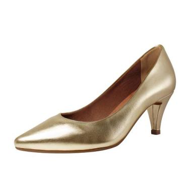 Imagem de Scarpin Salto Baixo Fino Luiza Sobreira Dourado Mod. 2162, 37