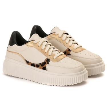 Imagem de Tenis Feminino Casual Feminino Creper Animal Print Estilo Shoes (Off White, BR, Adulto, Numérico, 33)