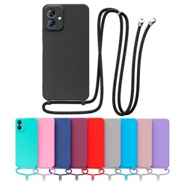 Imagem de Capa Cordão Compatível MotoroIa Moto G55 Silicone Com Alça Corda Ajustável Pescoço (ROSA AREIA)