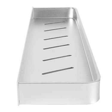 Imagem de Prateleira de Banheiro w Montagem No Espaço de Alumínio Alumínio Camada única Shampoo Shampoo Storage Rack50cm Prateleira Commodity Com Haste Suspensa e Ganchos Cozinha Banheiro (Rack de