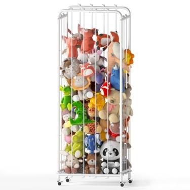 Imagem de Armazenamento de animais de pelúcia de metal, nunca se desfaz, zoológico de pelúcia com rodas, suporte extra grande para animais de pelúcia - organizador de brinquedos de pelúcia de metal resistente