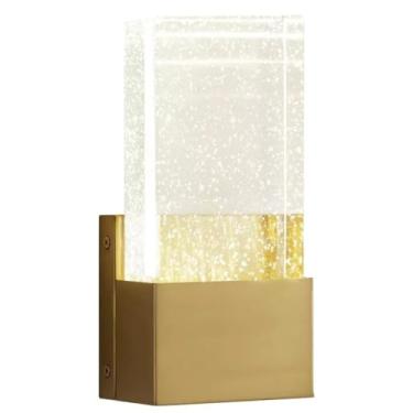 Imagem de Arandela Dourada Alumínio Detalhada Com Bolhas Retangular 5W Cor Ajustável