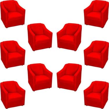 Imagem de Kit 10 Poltronas Decorativa Mila Pé De Plástico Cromado - Vermelho Suede