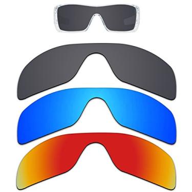 Imagem de Kygear Lentes de substituição antidesbotamento compatíveis com óculos de sol Oakley Batwolf OO9101, preto, azul e vermelho, 0