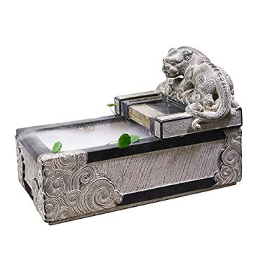 Imagem de Fonte de mesa de 35,5 cm de pedra sintética para mesa, fonte de água criativa Feng Shui, decorações da sorte, escritório, relaxamento, fonte de meditação