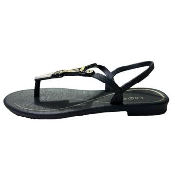 Imagem de Sandália Feminina Efeito Boradado Artesanal de Miçanga Grendha (Preto, BR, Adulto, Numérico, 38)