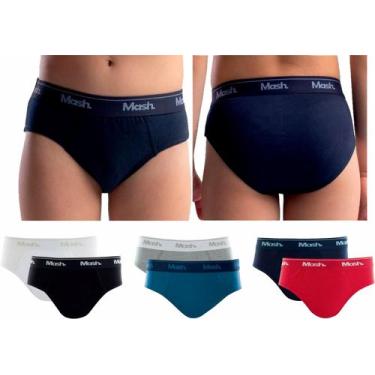 Imagem de Kit 6 Cuecas Slip 113.04 Infantil Juvenil Mash Algodão - Original, Sor