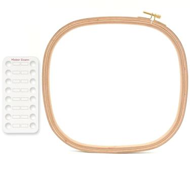 Imagem de Maker Susan Bastidor De Bordado Quadrado Grande (10" X 10,6") De Madeira De Faia, Bastidor E Moldura De Ponto Cruz De Qualidade Premium, Bastidor De Agulha Perfurada Com Organizador De Fios E Fios,