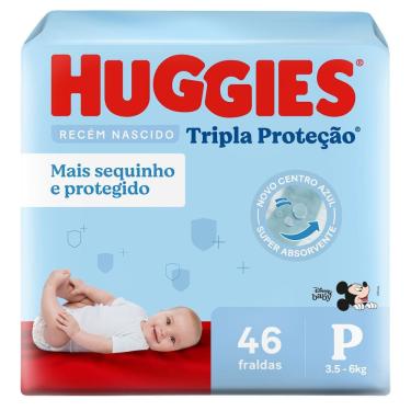 Imagem de Fralda Huggies Tripla Proteção Tamanho P Pacote Mega 46 Fraldas Descartáveis