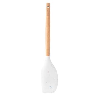 Imagem de Kit 3 UtensíLios EspáTula Colher EspáTula Confeito Silicone Cabo Madeira Granulado(1 unidade Espátula)