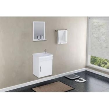 Imagem de Gabinete Armário P Banheiro Com Pia E Espelho Siena Br