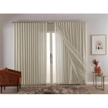 Imagem de Cortina Trilho Suiço Forro com Linho Branca 6.00 x 2.70 m - Bella Moda