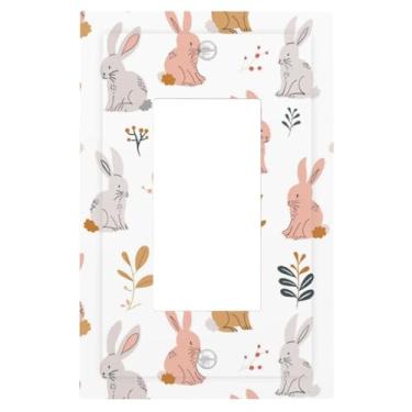 Imagem de 1 Gang Single GFCI Outlet Covers Decorador/Rocker Light Switch Placa de Parede Infantil Coelhinho Desenhos Animados Coelhos Dispositivo Elétrico Face Plug Plate Cover para Receptáculo Dimmer Tomada