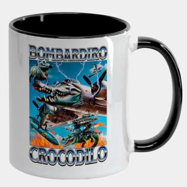 Imagem de Caneca Branca com Alça e Interna Preta 325ml - Bombardiro Crocodilo Brainrot Meme 5