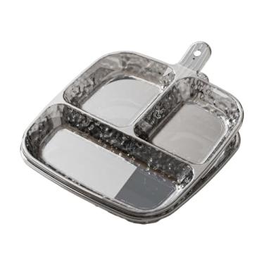 Imagem de IEUDNS Pratos de jantar divididos de 2 peças, pratos reutilizáveis, bandejas com divisórias, bandejas para acompanhamentos, aperitivos, sobremesas, cozinha, Cinza