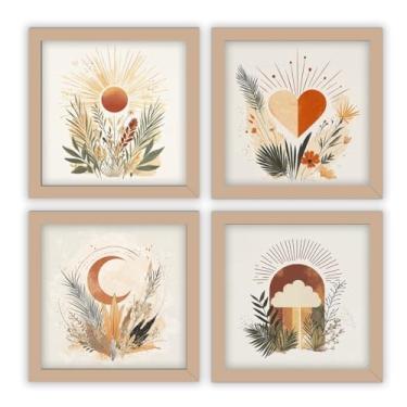 Imagem de Conjunto de 4 porta-retratos, 18x18 cm, sala de estar, banheiro, vidro (Carvalho)