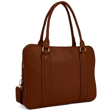 Imagem de Bolsa Feminina Pasta Executiva para Notebook até 15.6” Reforçada Couro Ecológico para Trabalho, Reuniões e Dia a Dia Tamanho Grande (Marrom)