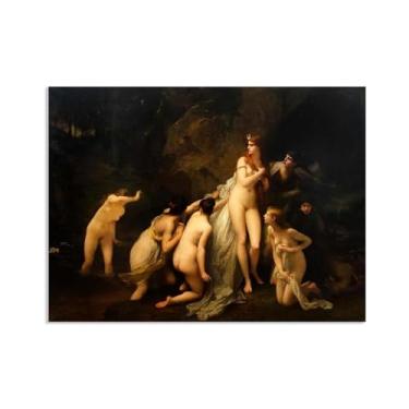 Imagem de Jules Joseph Lefebvre - Diana surpresa, pintura a óleo em tela, arte estética, pôster, imagem, famosa, arte em tela, decoração para casa, 110 x 80 cm (43 x 31 pol), sem moldura