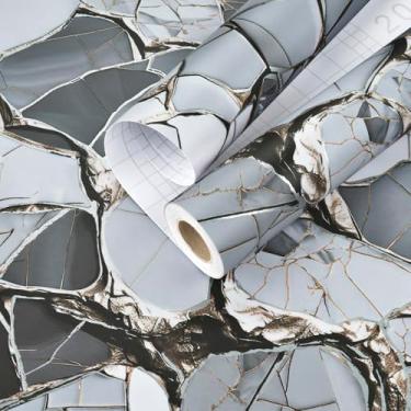 Imagem de HotDecor Papel de parede de mármore para contato com papel de parede de granito espesso para armários gavetas papel de parede de vinil autoadesivo para banheiro cozinha descascar e colar capas de