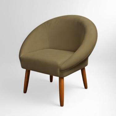 Imagem de Poltrona para Recepção Estofada Sala de Espera Confortável Reforçado Tecido Veludo MOBLAN decor (Capuccino)