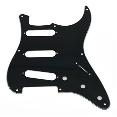 Imagem de KAISH 8 furos American Vintage Style Strat SSS Pickguard ST Guitar Pick Guard Placa contra arranhões para Strat/Stratocaster Preto 3 camadas