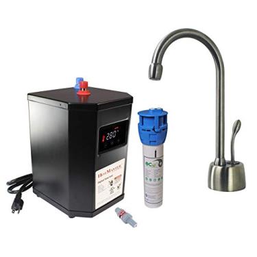 Imagem de Westbrass DT1F271-20 Develosah Torneira dispensadora de água quente com 1 manípulo com sistema de tanque digital HotMaster DigiHot e filtro de água em linha, aço inoxidável