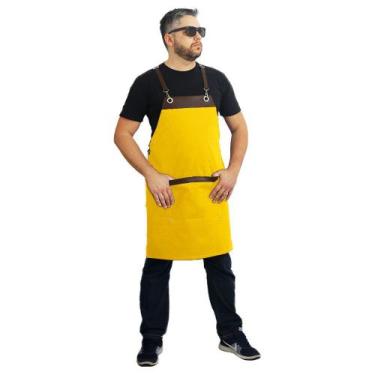 Imagem de Avental bar bistrô garçon hamburgueria drinks amarelo com marrom - Lad
