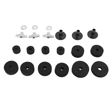 Imagem de Drum Cymbal Felt Pad Don Slip Instrument Acessório Substituição Conjunto de peças Kit 21pcs Drum Felt Poods Protect Cymbals Melhorar a qualidade do som para os bateristas (Felt+Metal 2)