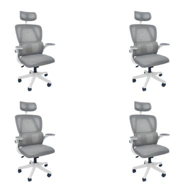 Imagem de Kit 4 Cadeiras de Escritório Presidente Executiva Oficial Legacy Cinza