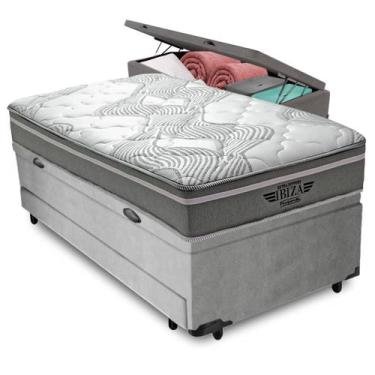 Imagem de Bicama Baú Cinza + Colchão Ibiza Molas V-Tech Solteirão