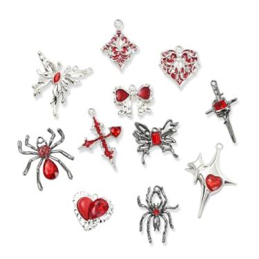 Imagem de UR URLIFEHALL 24 peças, 12 estilos, pingentes de esmalte gótico, coração, borboleta, cruz, pingentes para brincos faça você mesmo, colar, pulseira, fabricação de joias e artesanato