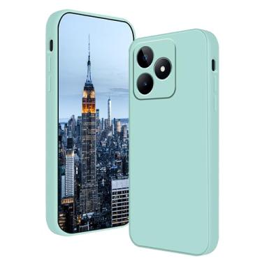 Imagem de Wousunly Compatível com Realme Note 50 Capa de silicone líquido verde-escuro, toque suave para Realme Note 50, capa fina de silicone à prova de choque (azul)