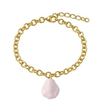 Imagem de Pulseira de Calcita Mangano - Cristal Natural, Banho Ouro 18k