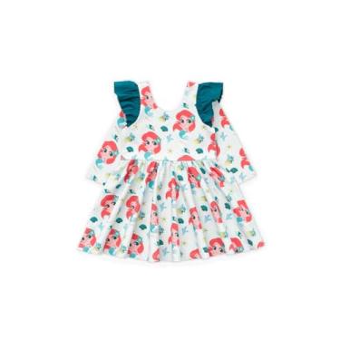 Imagem de MONICA + ANDY Vestido infantil orgânico com babados duplos, Disney's Ariel, 12 Meses