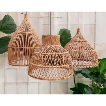 Imagem de Composição Bali 3 Luminárias de Teto Alto Padrão Fibra Natural Rattan