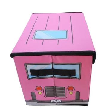Imagem de Bau Infantil Onibus Rosa Puff Organizador Porta Brinquedos