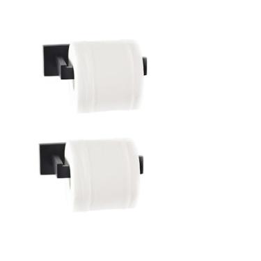 Imagem de Conjunto de banheiro preto fosco - Toalheiro de aço inoxidável 304 - Kit com 2 porta-papéis