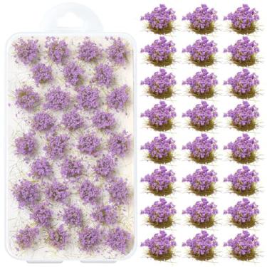 Imagem de SOFPLATE 1 caixa com cerca de 32 peças miniatura tufos de grama modelo de paisagem grama nylon aço artificial azul pequeno pequeno arbusto estático paisagem acessórios para DIY trem paisagem areia