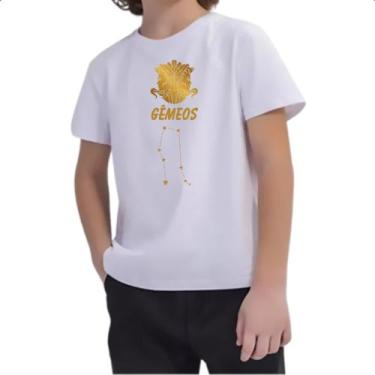 Imagem de Camiseta Infantil Signo Gemeos Constelacao Dourada - Alearts, 10