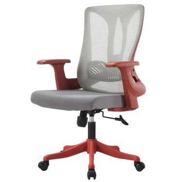 Imagem de Cadeira Escritório NR-17 Giratória Diretor BLM768D Blume Vermelha Tela Mesh Cinza Base Rodizio Nylon