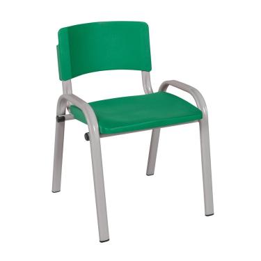 Imagem de Cadeira Infantil Iso Base Cinza Para Atividades Didáticas Creche Escola Empilhável Em Aço