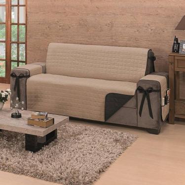 Imagem de Protetor De Sofá Dupla Face Premium 3 Lugares King - Preto/cáqui