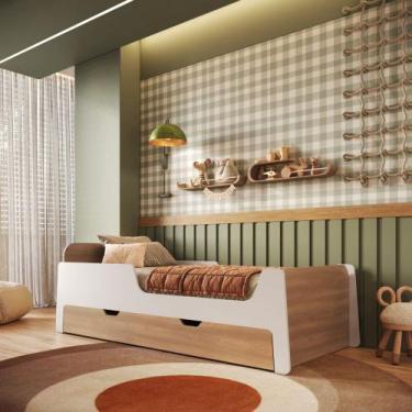 Imagem de Cama Infantil Solteiro Mick com Cama auxiliar em MDF Mobikasa, Branco/