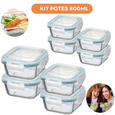 Imagem de Kit 10 Potes De Vidro Herméticos Quadrados 800Ml - Ad Importação