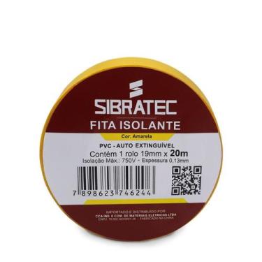 Imagem de Fita Isolante Anti-Chama 750V 20 Metros x 19mm em PVC Sibratec, Amarel