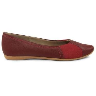 Imagem de Sapatilha Usaflex Couro Joanetes Pé Largo Conforto Impacto Cor:Vermelho;Tamanho:33-Feminino