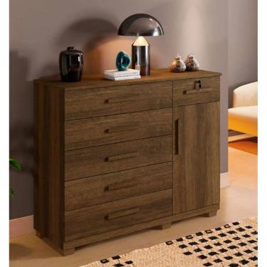 Imagem de Cômoda Milão 6 Gavetas 1 Porta Benetil Móveis - Imbuia